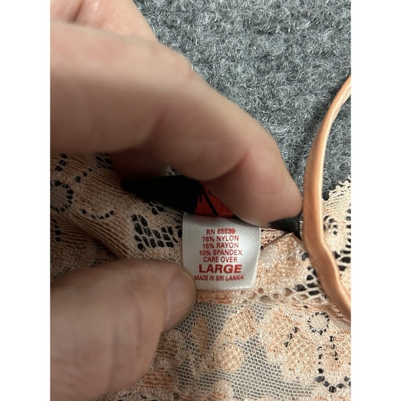 Via Nicci Romantic Nude Beige Floral Lace Slip dress‎ sheer lingerie size large - Picture 7 of 11